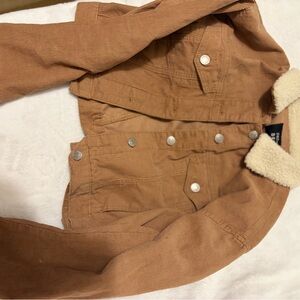 Charlotte Russe Tan Corduroy Jacket with Cream Sherpa Collar